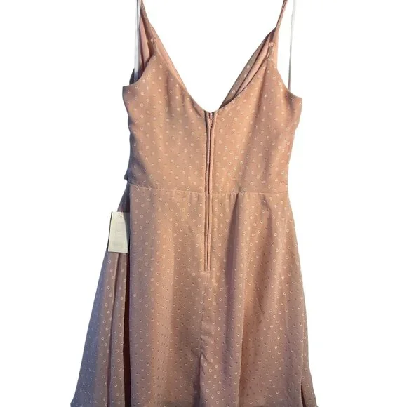 Blush - Rose Polka Dot Wrap Dress With Spaghetti Straps & Back Zipper - Picture 5 of 14